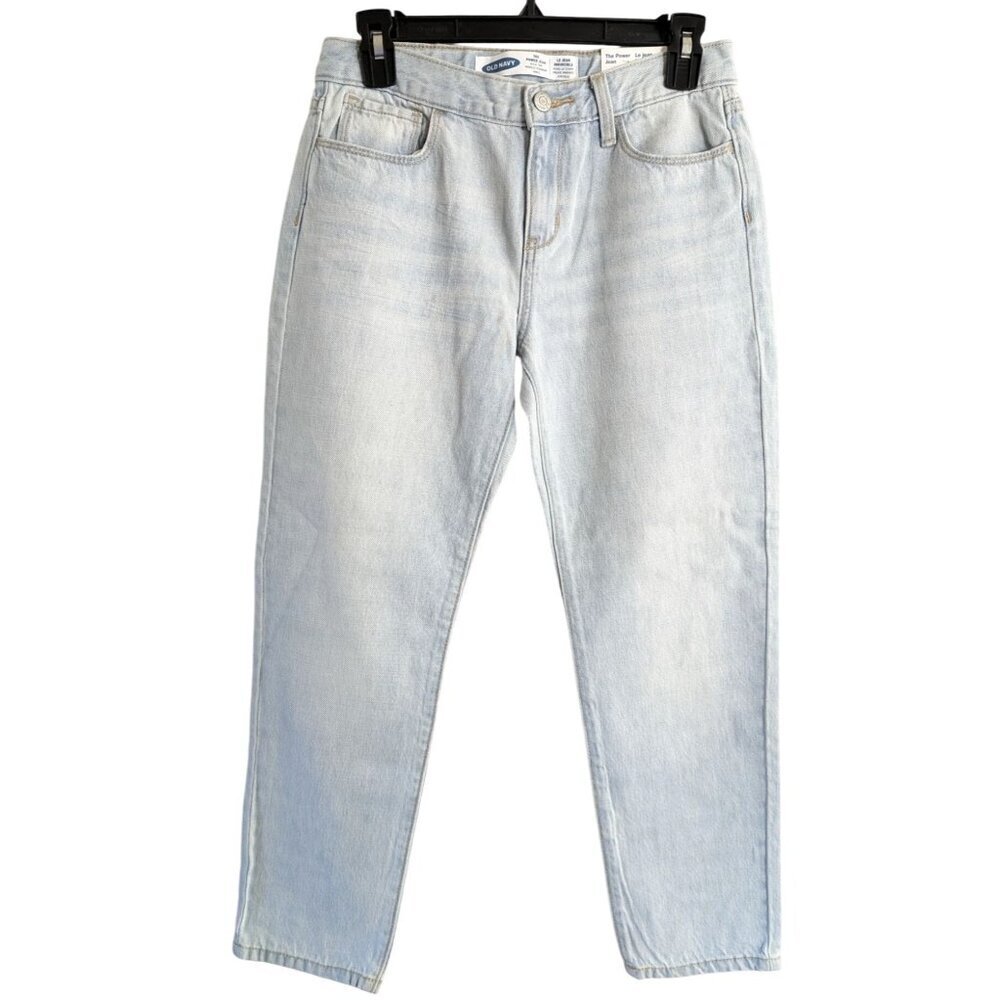 Old Navy The Power Jean Perfect Straight Light Wash Adjustable Waist 14 NWT - Picture 2 of 7